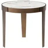 Element End Table in Stone Look Ceramic & Brushed Bronze